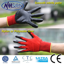 NMSAFETY Gants en nitrile noir enduit de nylon rouge de calibre 13